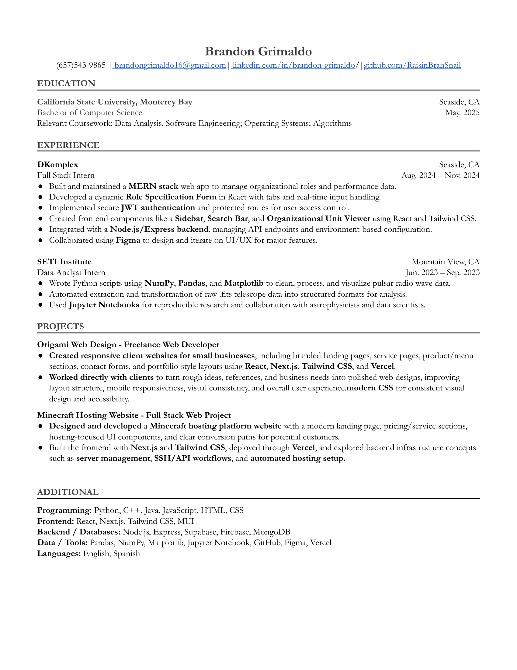 Brandon Grimaldo Resume