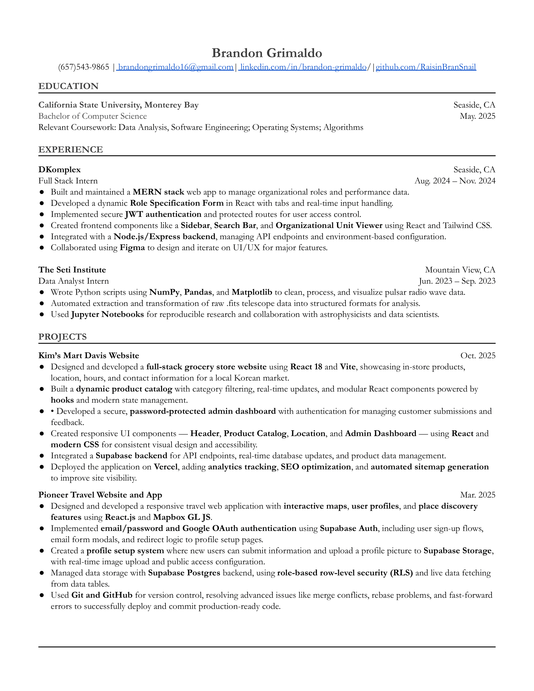 Brandon Grimaldo Resume